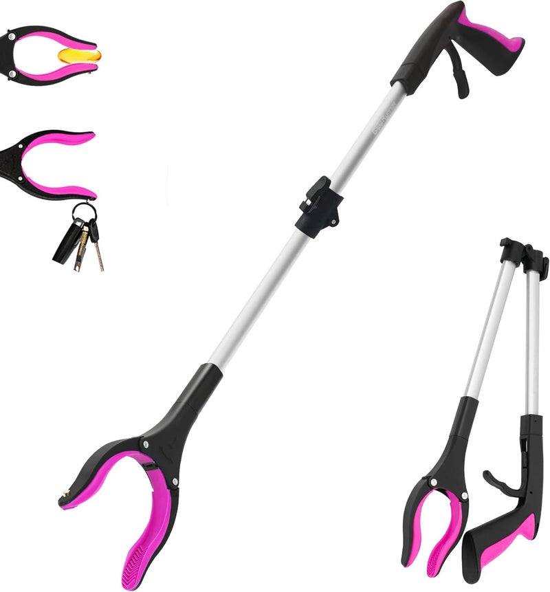 GrabRunner 32 inch Heavy Duty(up to 10 lbs) Reacher Grabber Tool with Strong Magnetic (New Pink) 1 Pack - Image 1